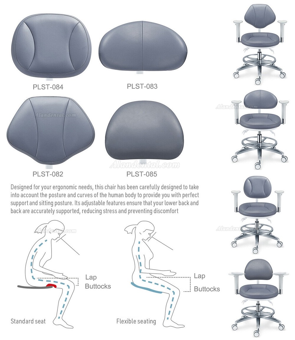 TYTC PLST-082-085 Microscope Dental Operator Chair Ergonomic Dental stool with Amrests + Back + Foot Ring